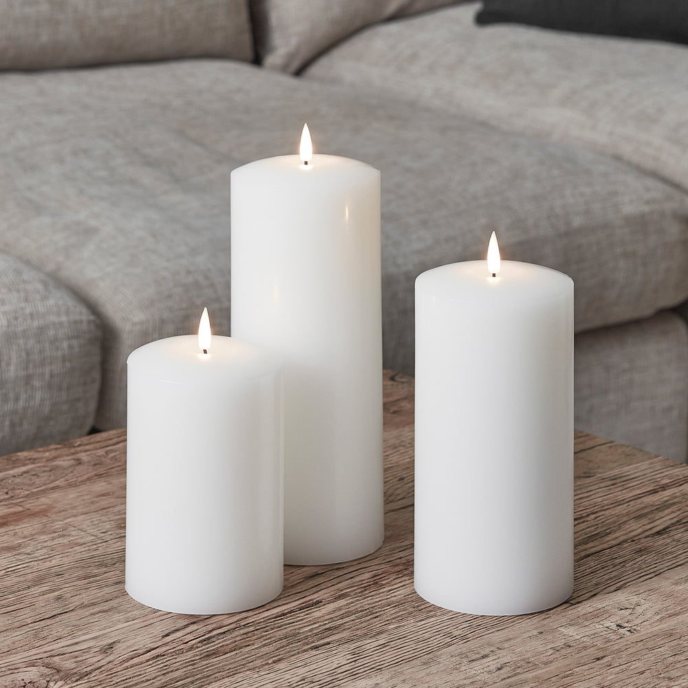 TruGlow® White Chapel Pillar Candle 15cm With Remote Control