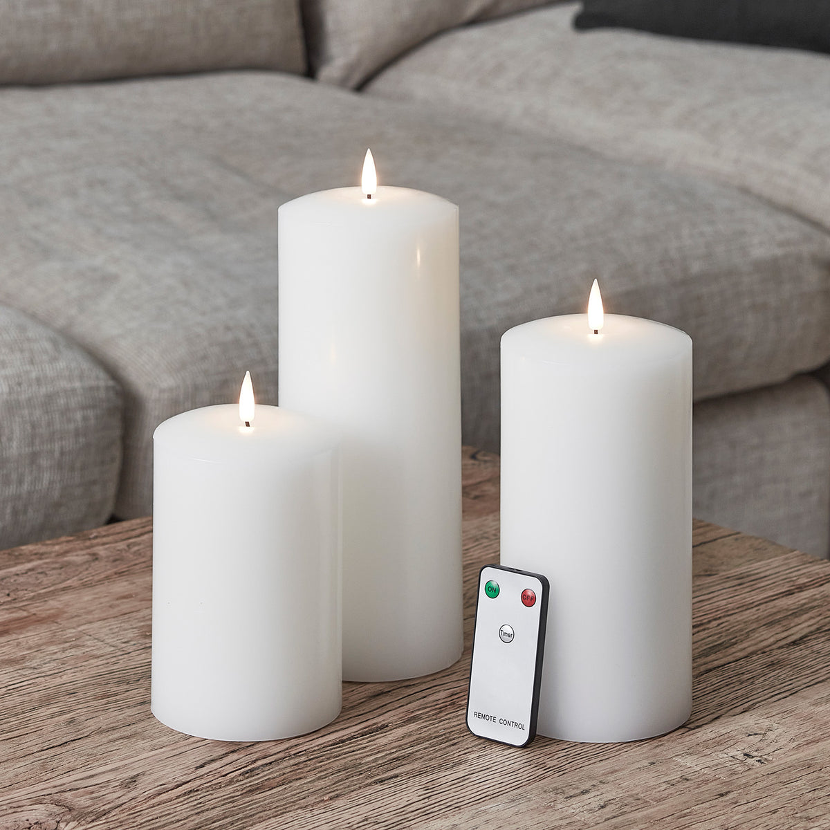 TruGlow® White Chapel Pillar Candle 20cm