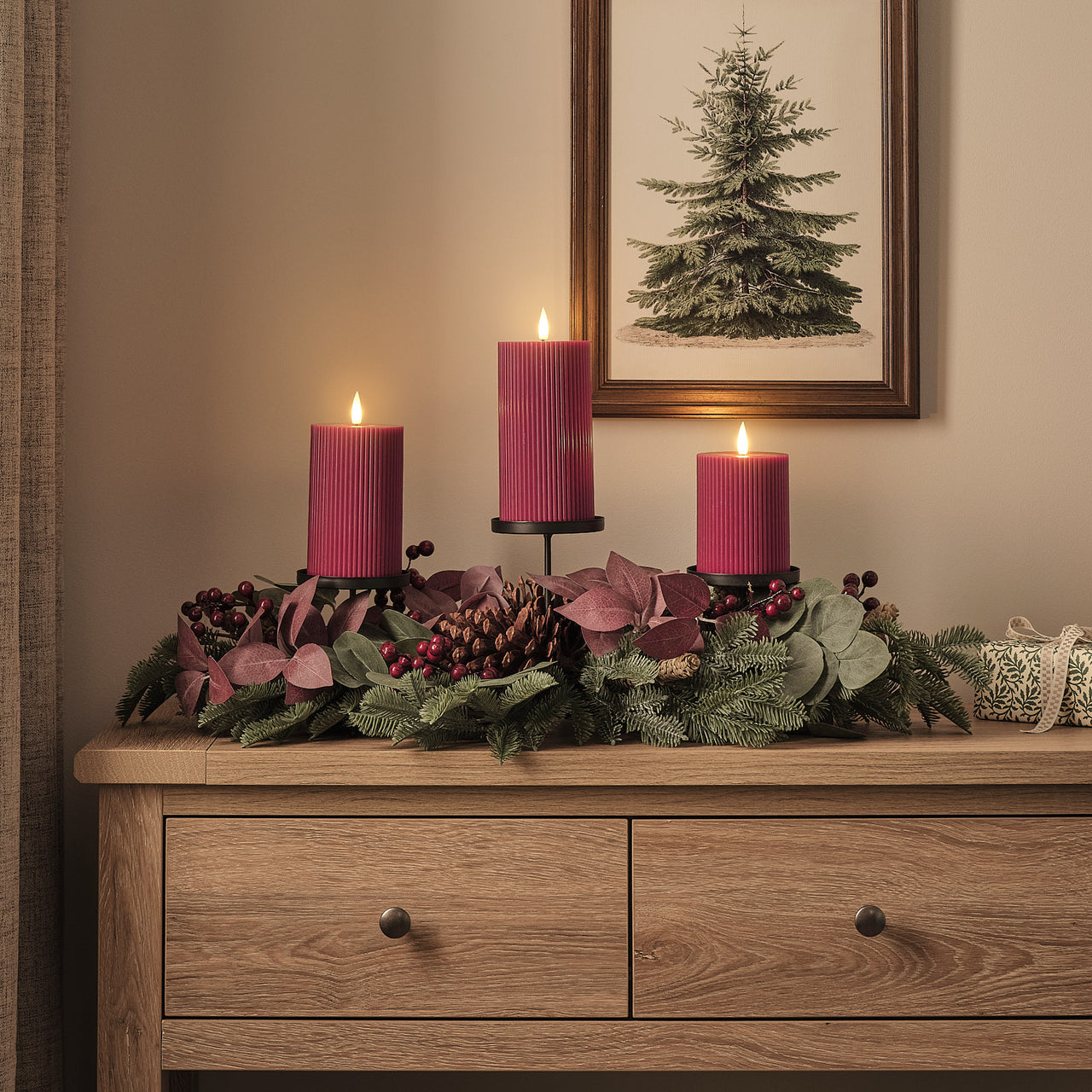 Christmas Joy Trio Pillar Candle Holder