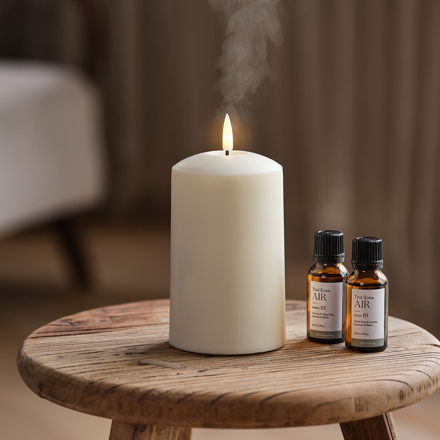 TruGlow AIR® Portable Candle Diffuser & Dawn Dusk Diffuser Oil Bundle ...
