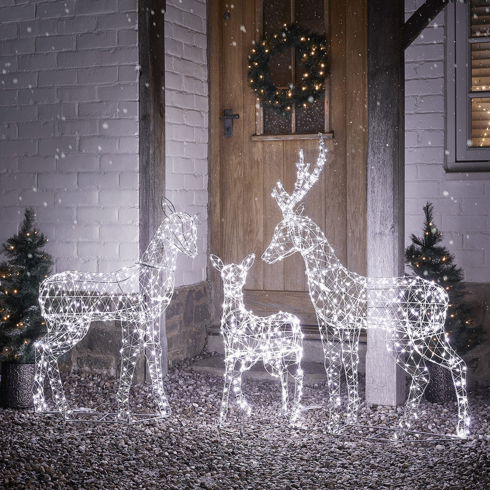 Duchy Dual Colour Micro LED Light Up Reindeer Family