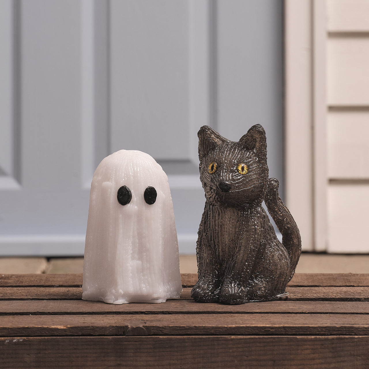 Mini Ghost & Jet the Black Cat LED Halloween Figures