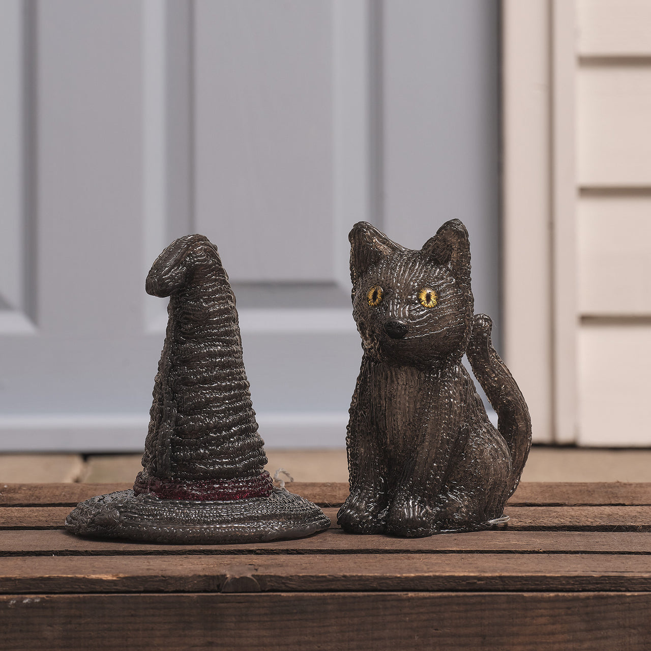 Witches Hat & Jet the Black Cat LED 3D Acrylic Figures