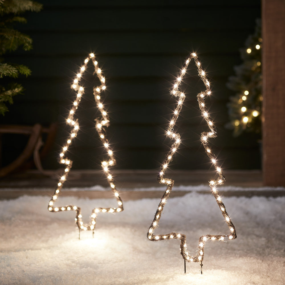 2 Willow Outdoor Christmas Tree Stake Lights