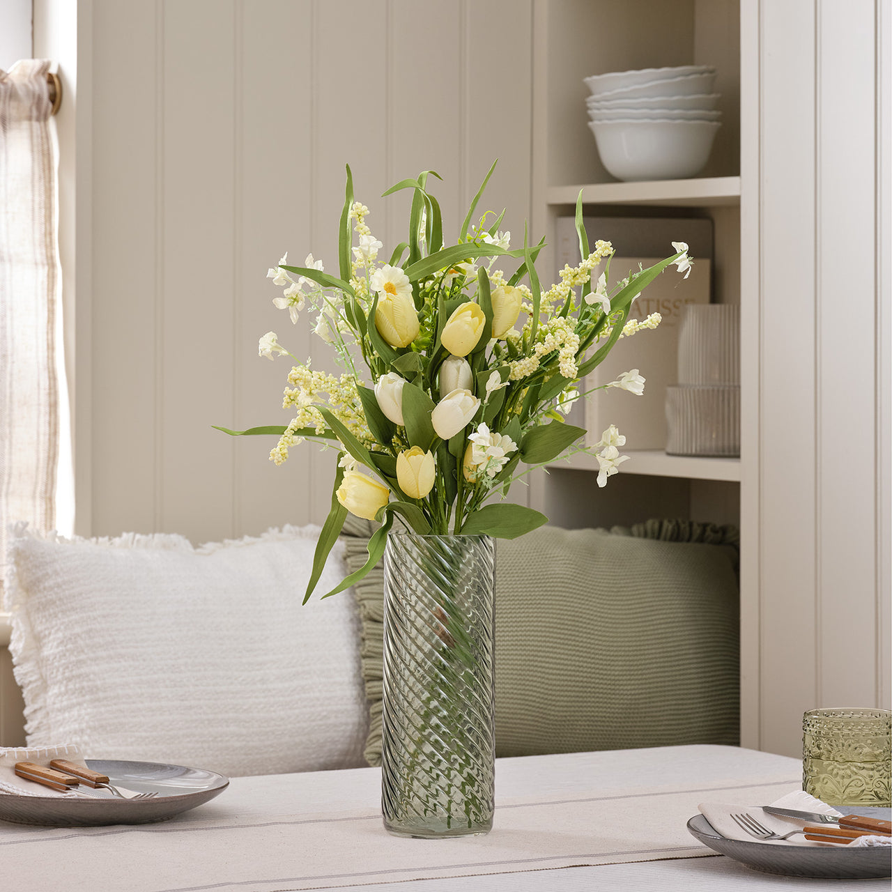 Butter Yellow Tulip & Daisy Artificial Bouquet