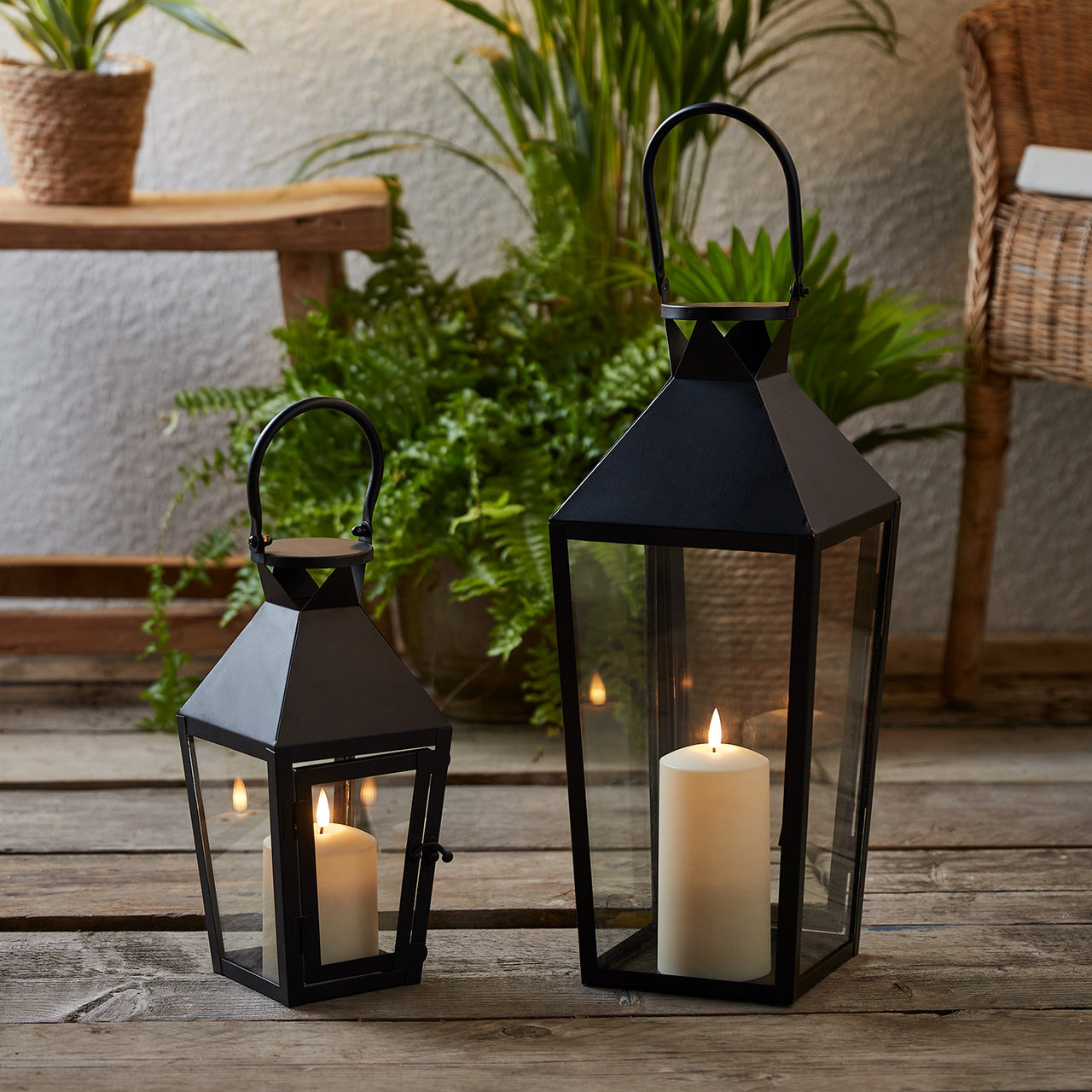 Cairns Black Garden Lantern Duo with TruGlow® Candles