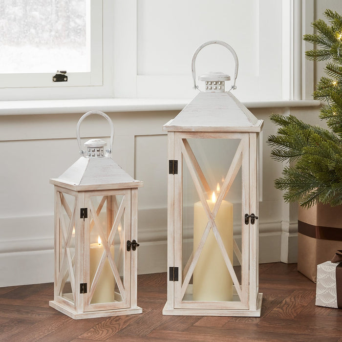 Folkestone Wooden Lantern Duo with TruGlow® Candles
