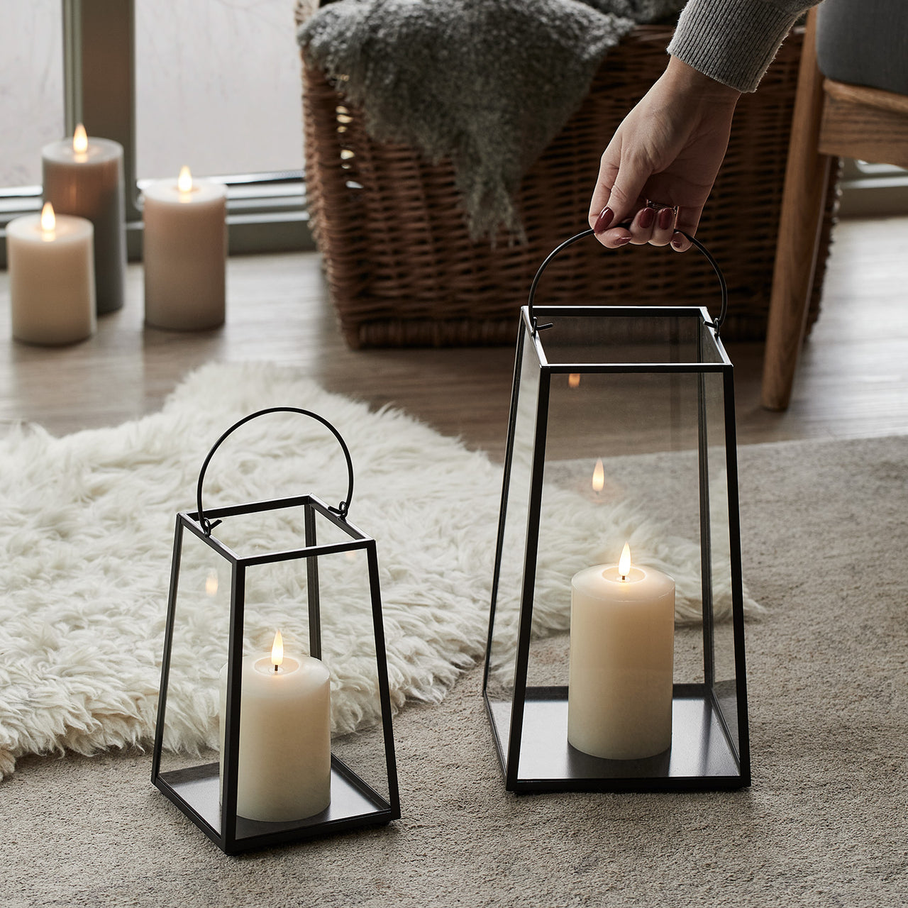 Minimal Lantern Duo with TruGlow® LED Candles