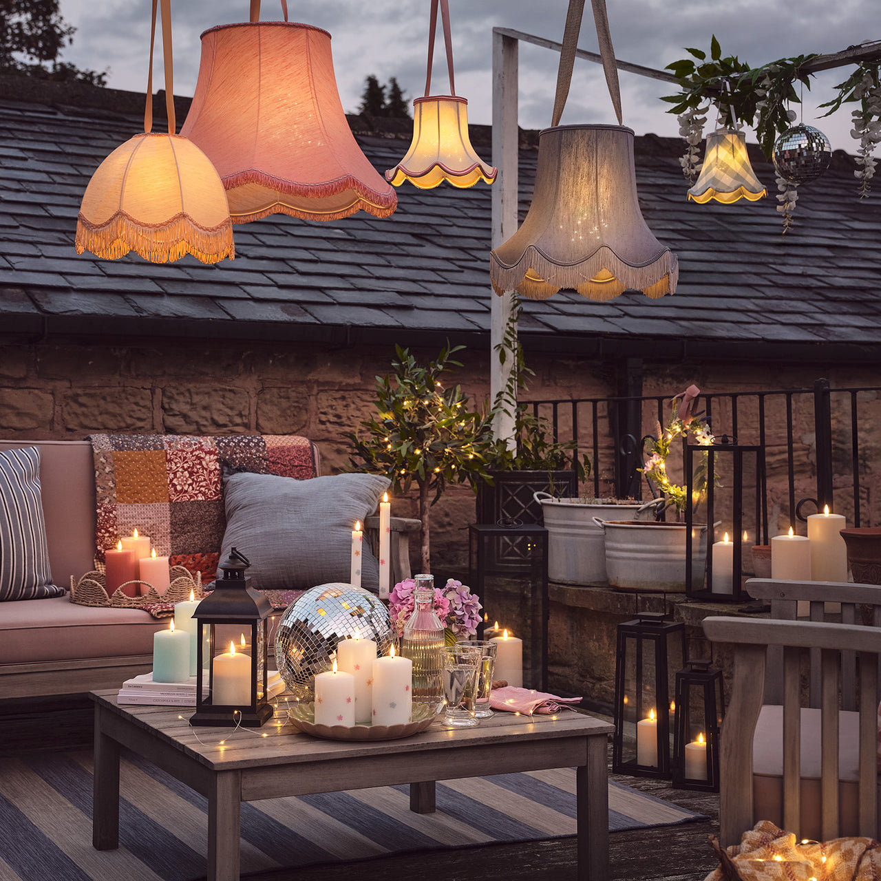 Bowen Large Black Garden Lantern with White TruGlow® Candle