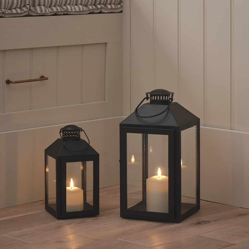 Black Metal Lantern LED Candle Bundle
