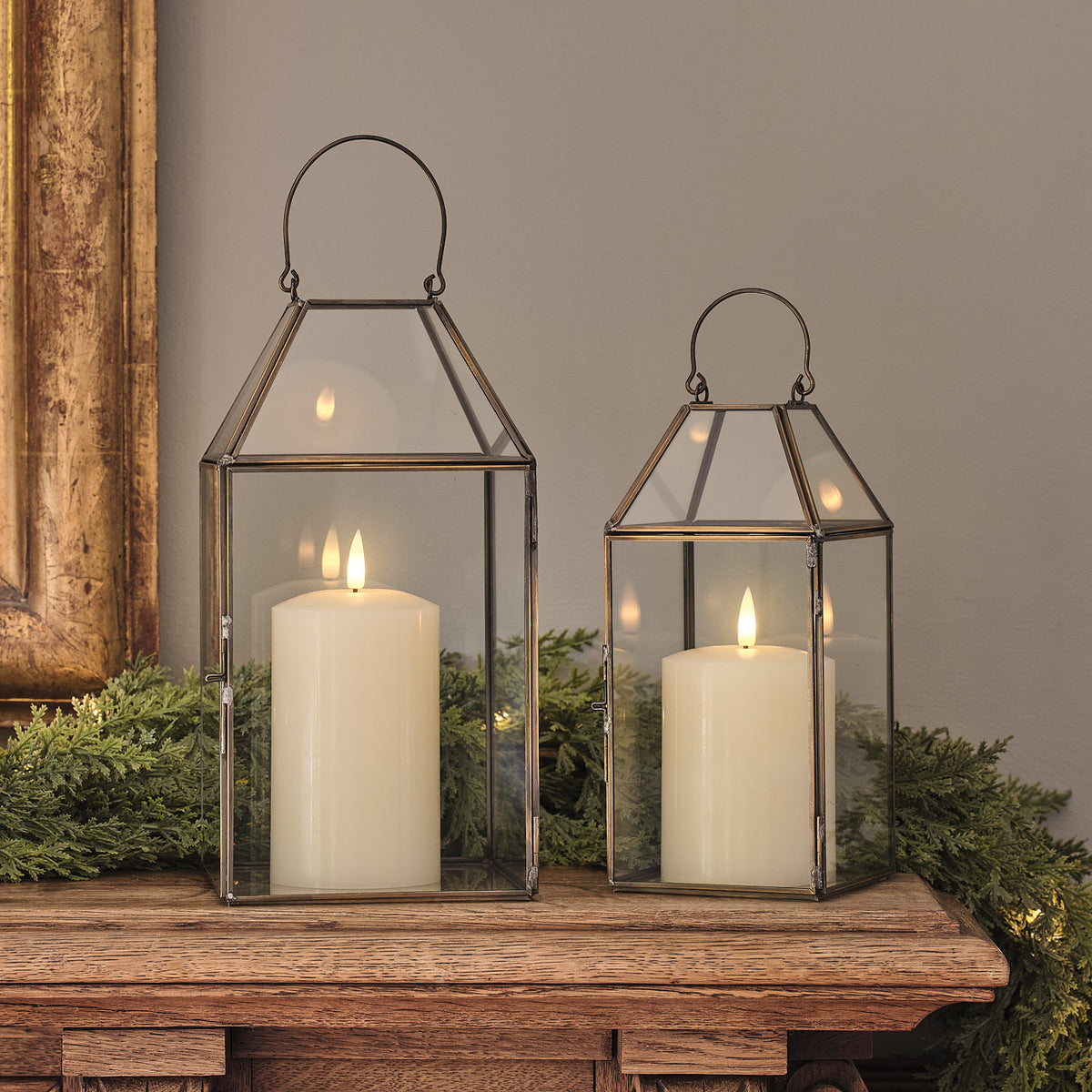 Large Vicarage Gold Lantern with TruGlow® Candle