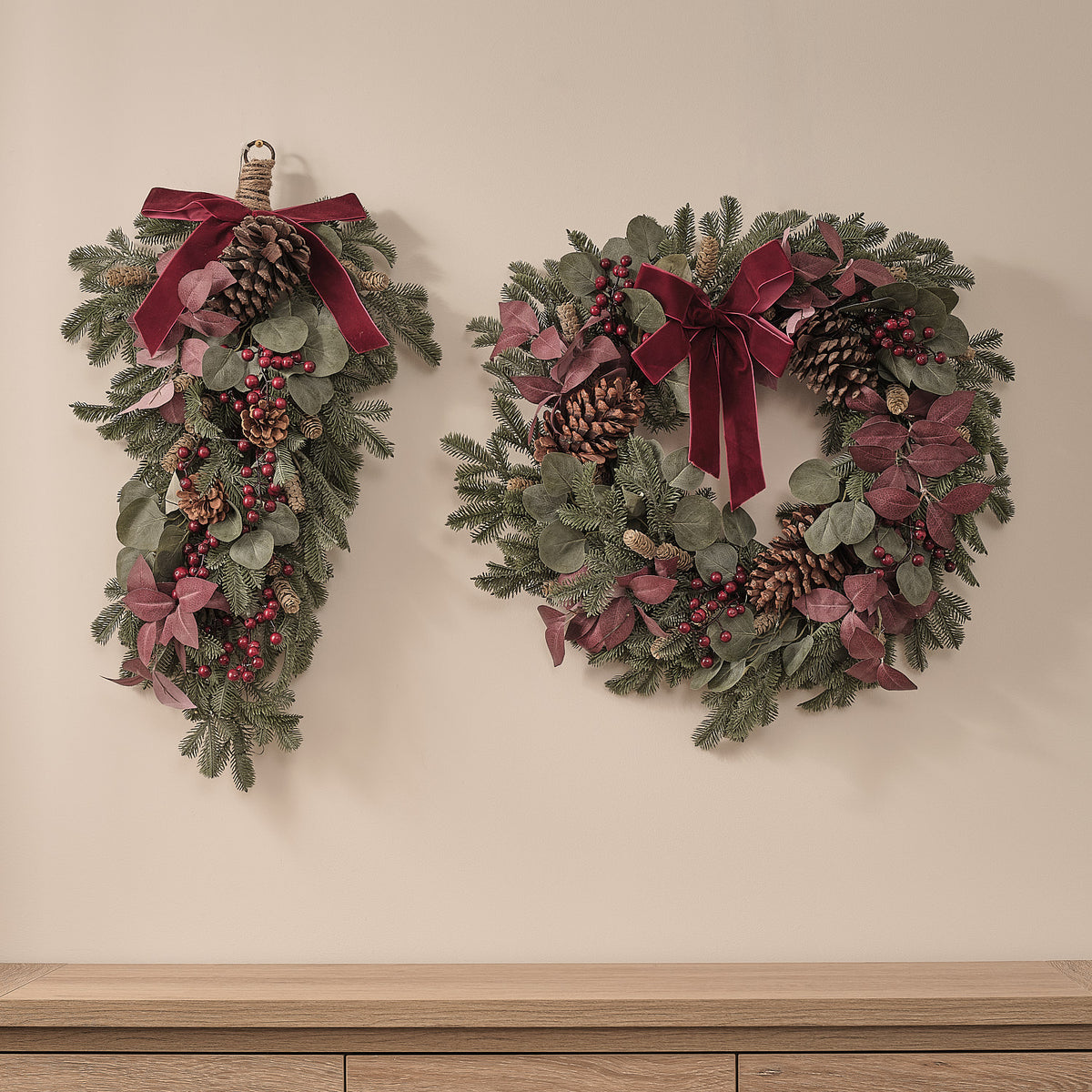 Pre Lit Christmas Joy Wreath and Bough