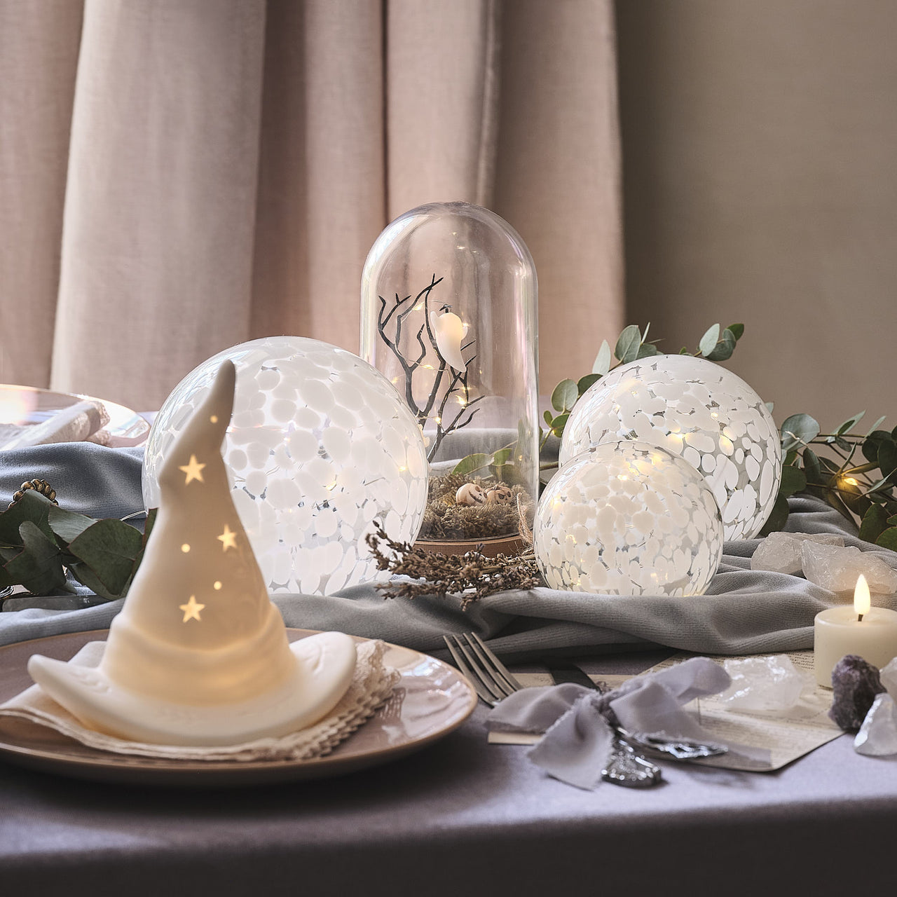 Large White Confetti Glass Globe Decoration