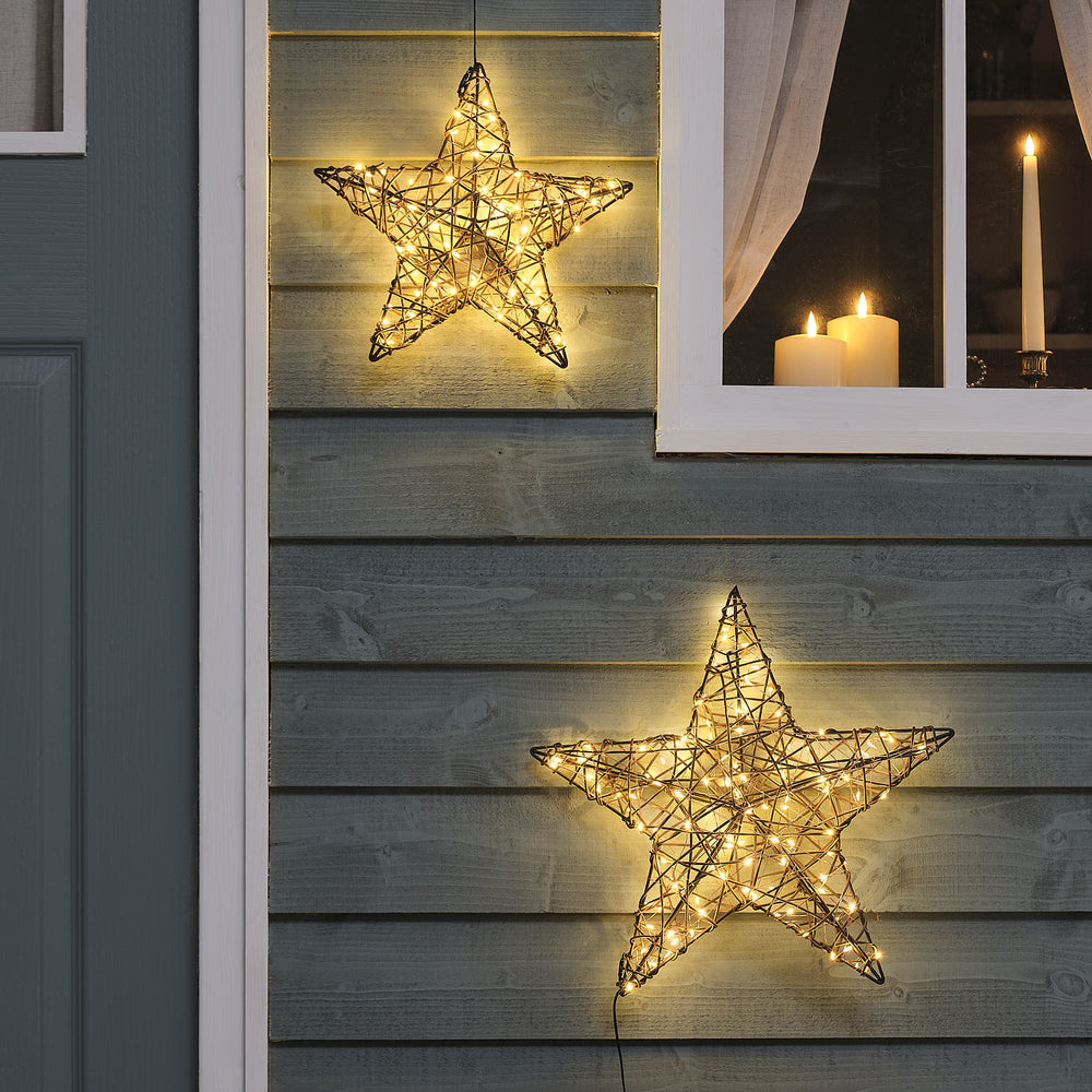 Rattan Star Window Lights Duo