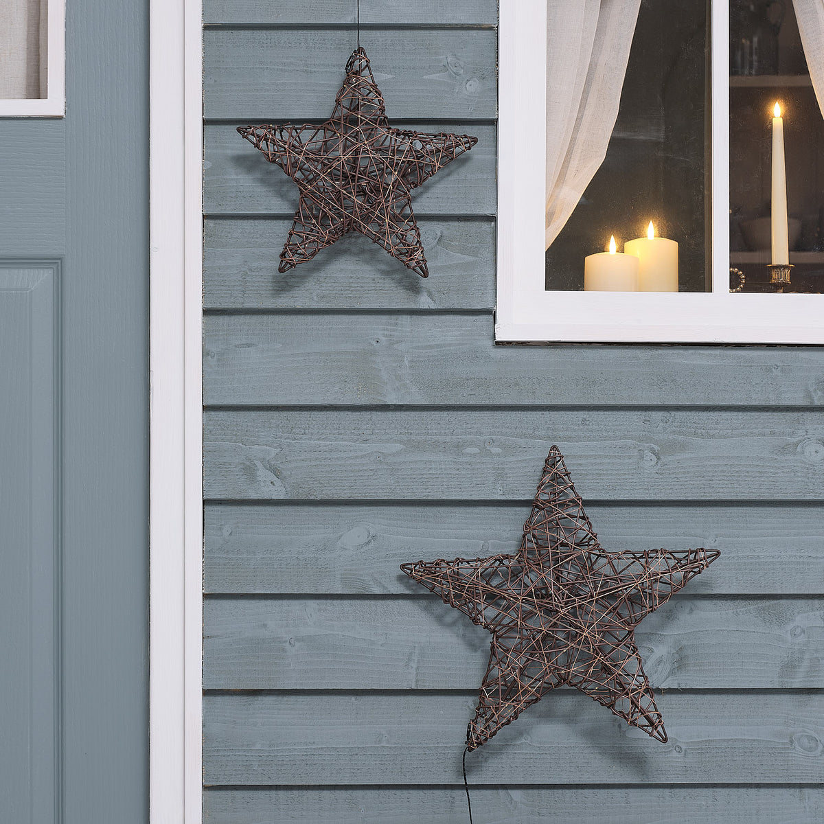 Rattan Star Window Lights Duo