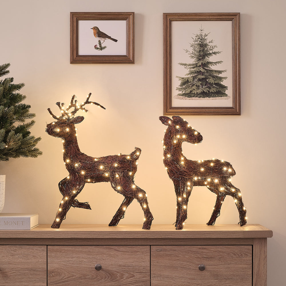 Helmsley Duel LED Stag & Doe Light Up Reindeer Duo