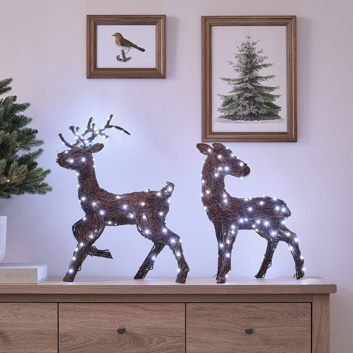 Helmsley Duel LED Stag & Doe Light Up Reindeer Duo