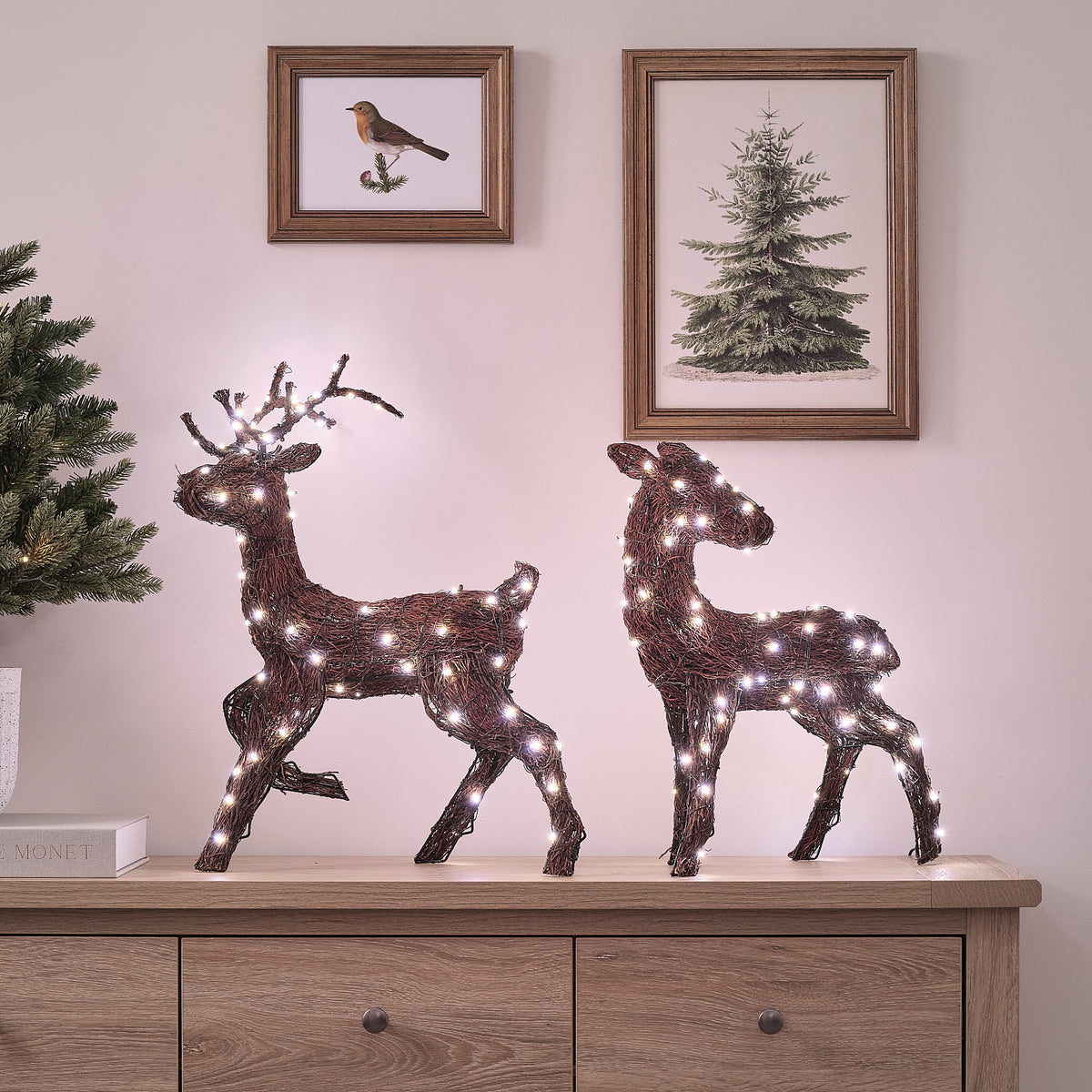 Helmsley Duel LED Stag & Doe Light Up Reindeer Duo