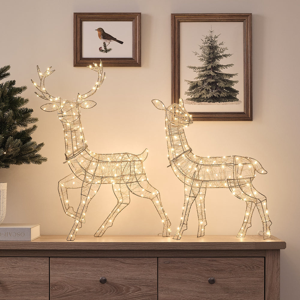 Hutton Mini Stag & Doe Light Up Reindeer Duo
