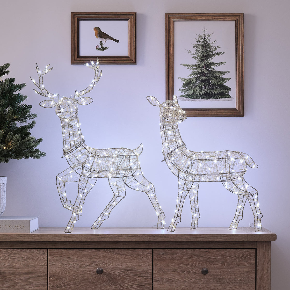 Hutton Mini Stag & Doe Light Up Reindeer Duo