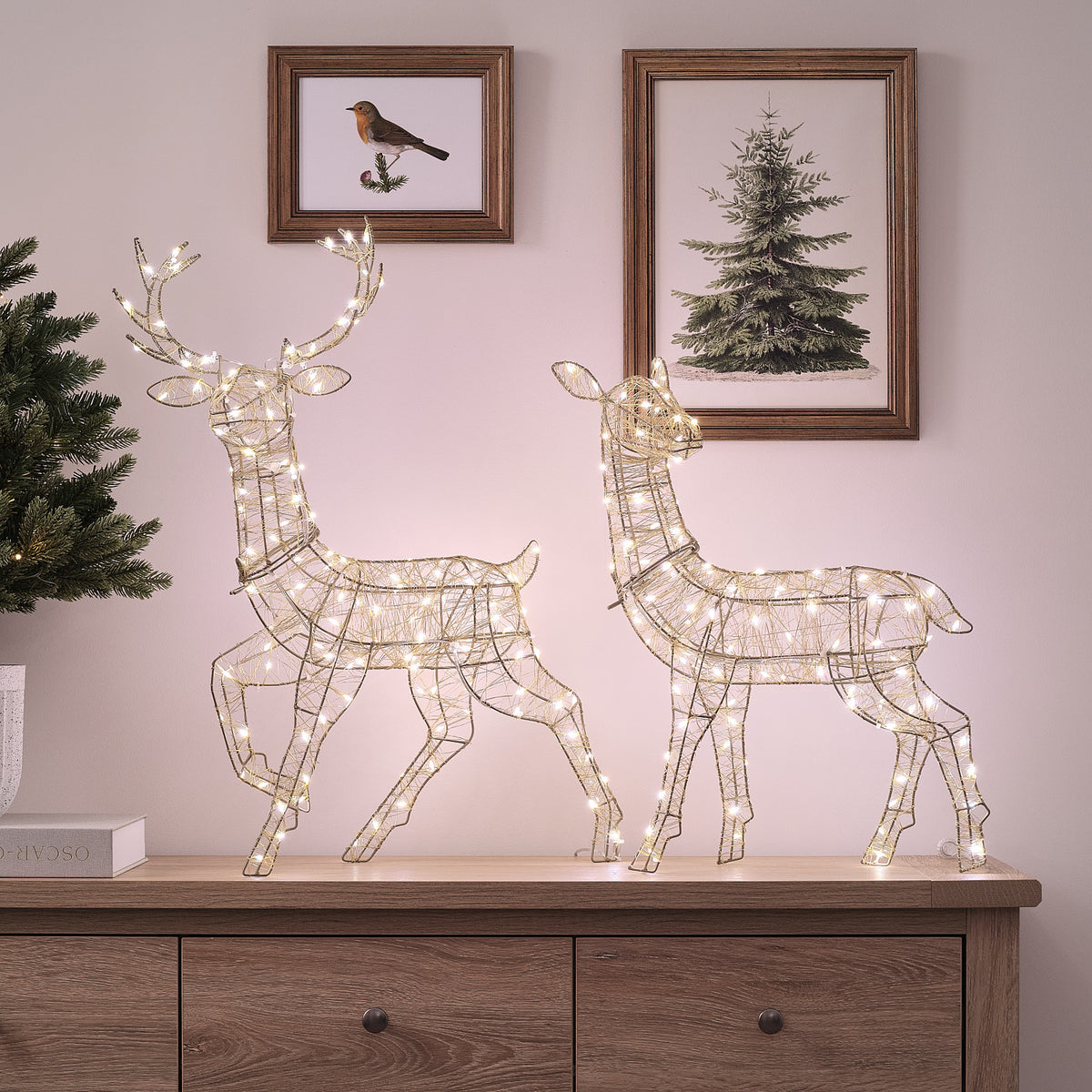 Hutton Mini Stag & Doe Light Up Reindeer Duo