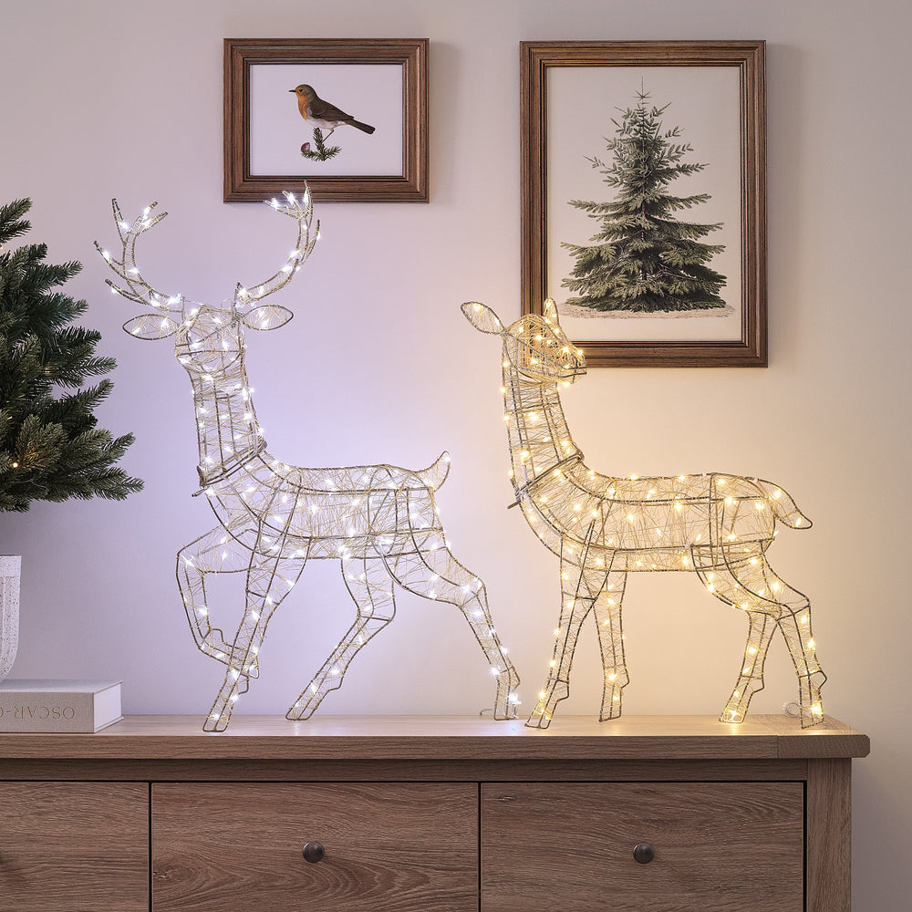 Hutton Mini Stag & Doe Light Up Reindeer Duo
