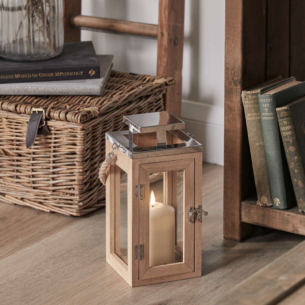 Salcombe Wooden Lantern Trio with TruGlow® LED Candles