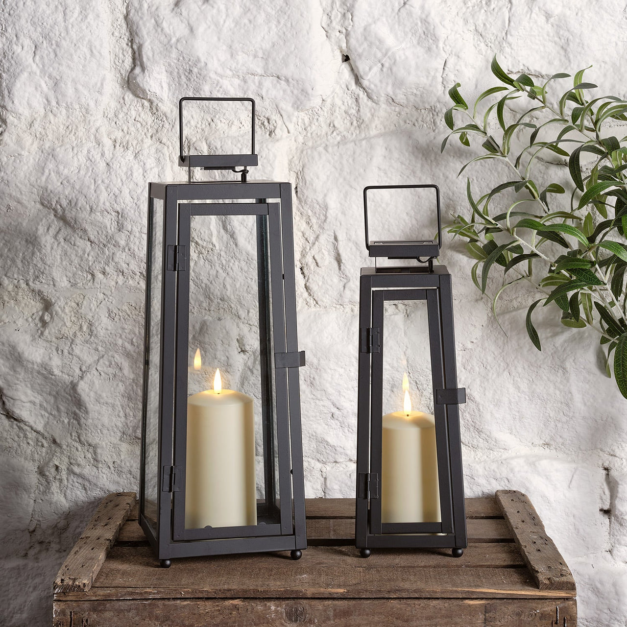 Porto Solar Lantern Duo with TruGlow® LED Candles