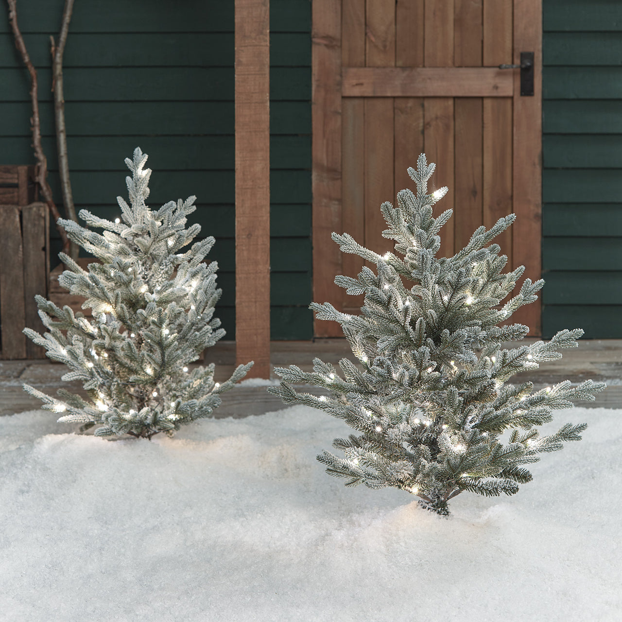 3ft Dual Colour LED Snowy Outdoor Christmas Tree Stake Duo