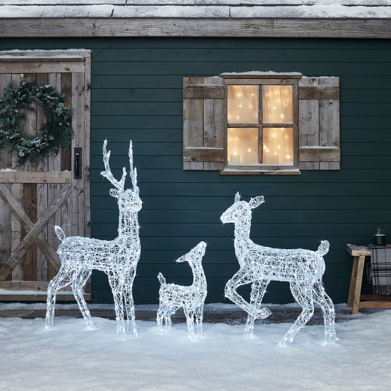Solar Powered Swinsty Acrylic Light Up Reindeer Family