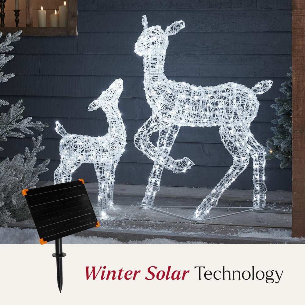 Solar Powered Swinsty Doe & Fawn Acrylic Light Up Reindeer
