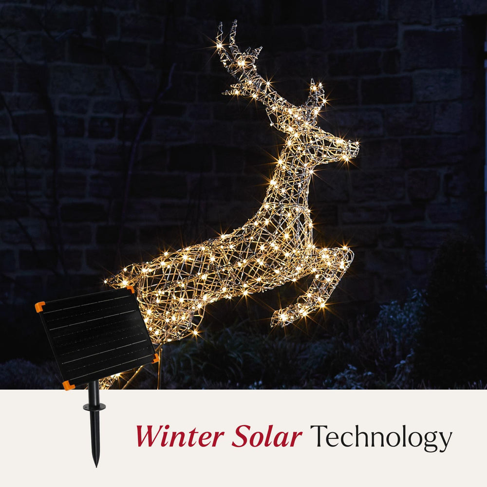 Solar Powered Regular Harlow Rattan Stag Dual Colour LED Light Up Reindeer