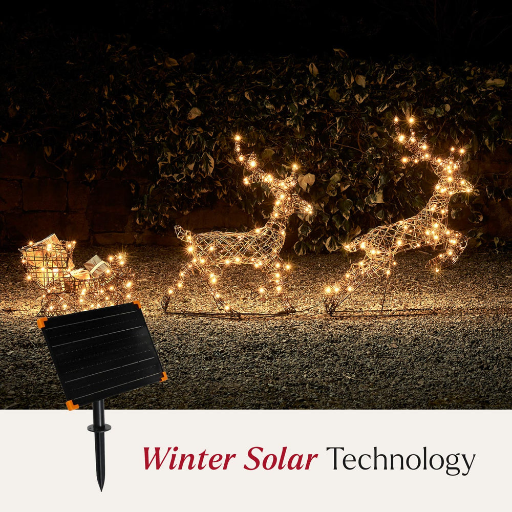 Solar Powered Studley Light Up Reindeer & Sleigh
