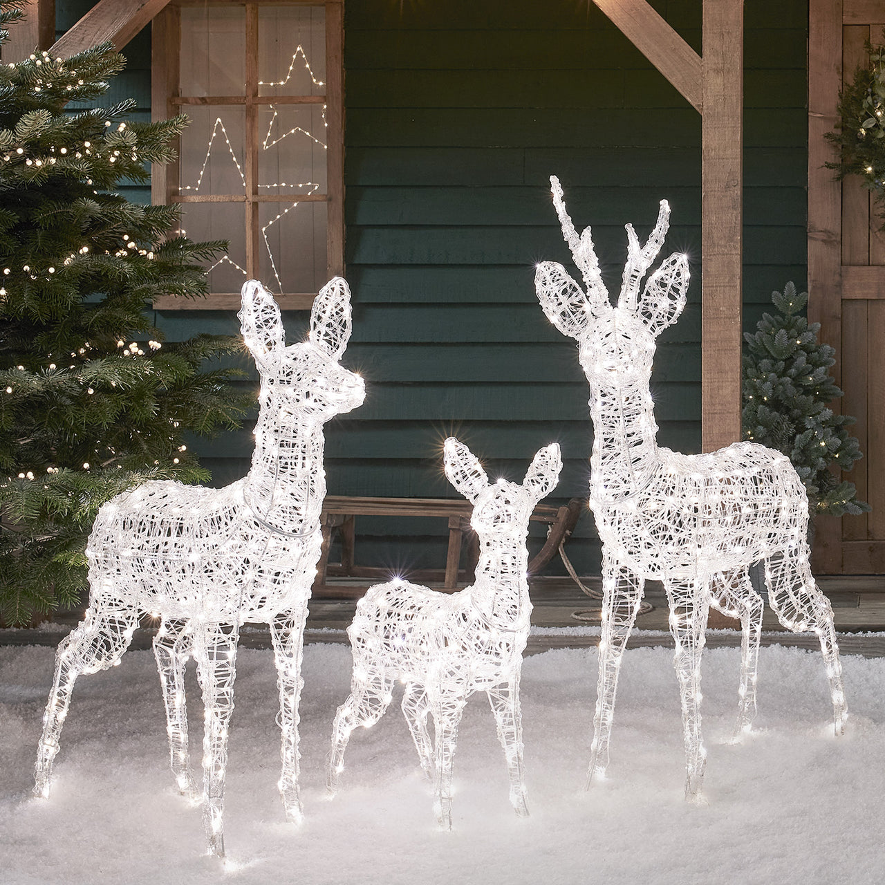 Swinsty Dual Colour LED Light Up Reindeer Family
