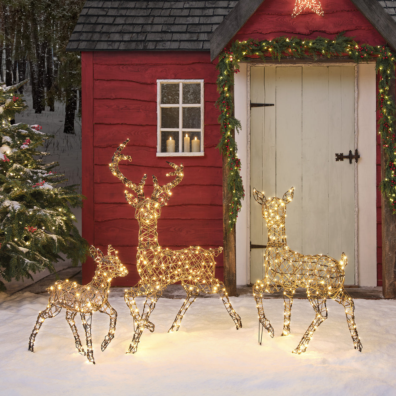 Solar Powered Studley Dual Colour LED Studley Light Up Reindeer Family