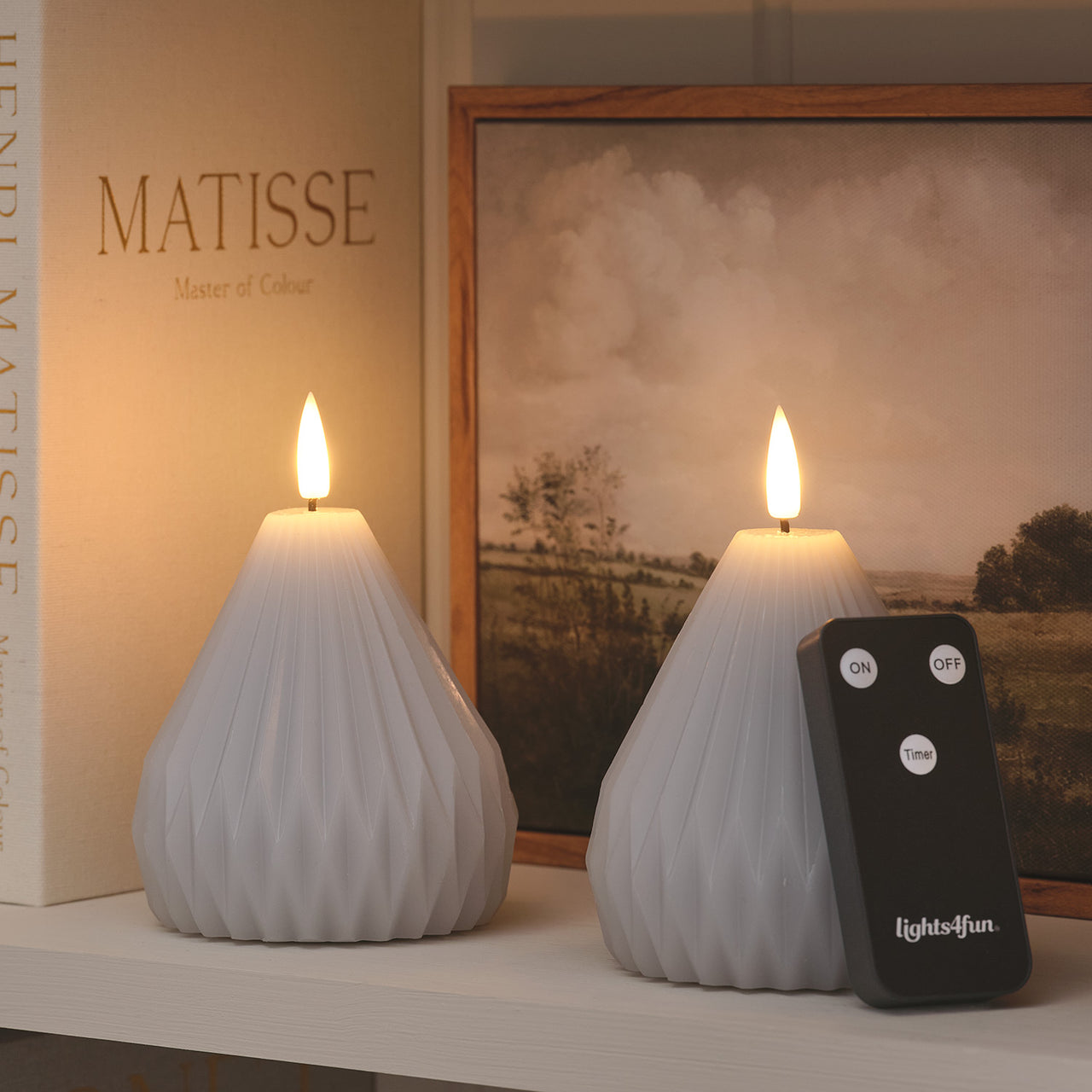 Set of 2 TruGlow® Sculpted LED Pear Candles with Remote Control