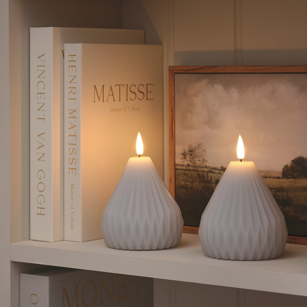 Set of 2 TruGlow® Sculpted LED Pear Candles with Remote Control