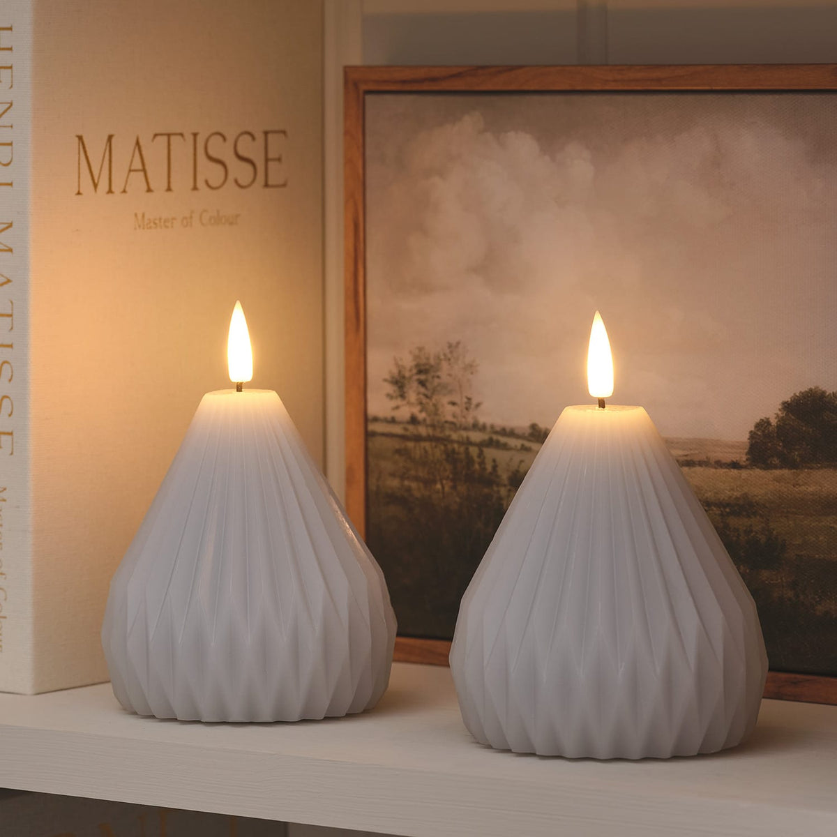 Set of 2 TruGlow® Sculpted LED Pear Candles with Remote Control