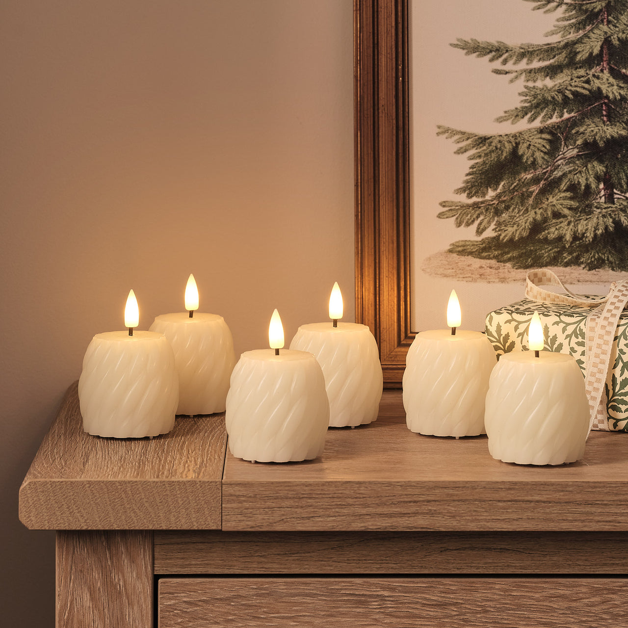 Set of 6 Ivory TruGlow® Votive Candles