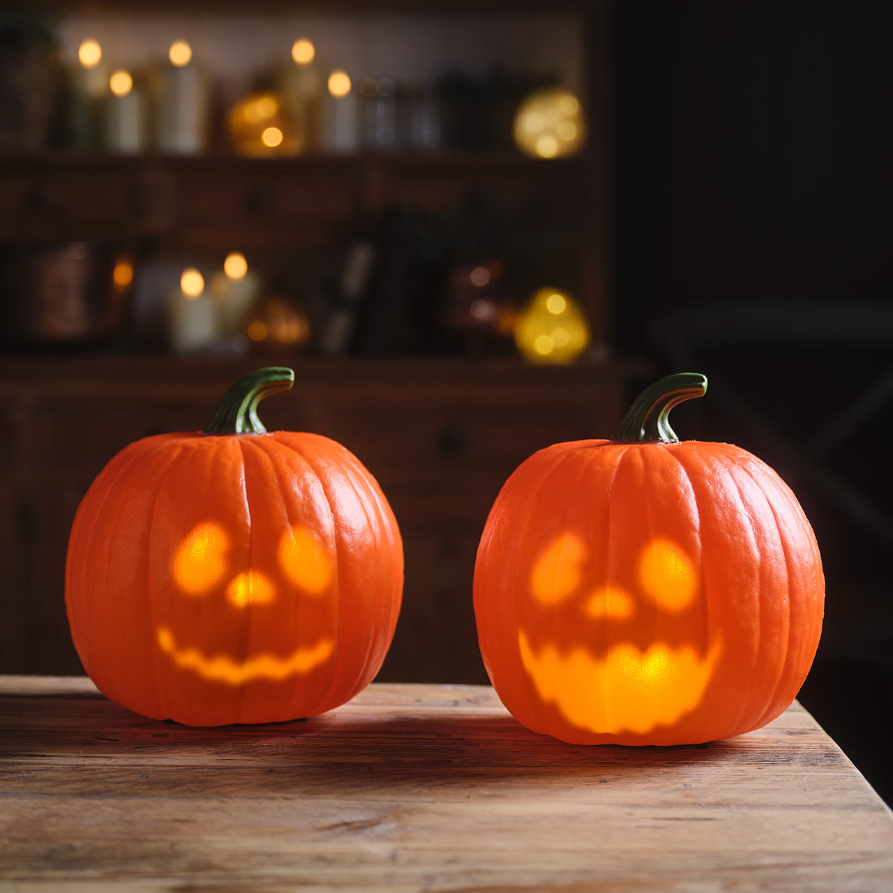 Set of 2 Animated Talking Pumpkin Halloween Decorations