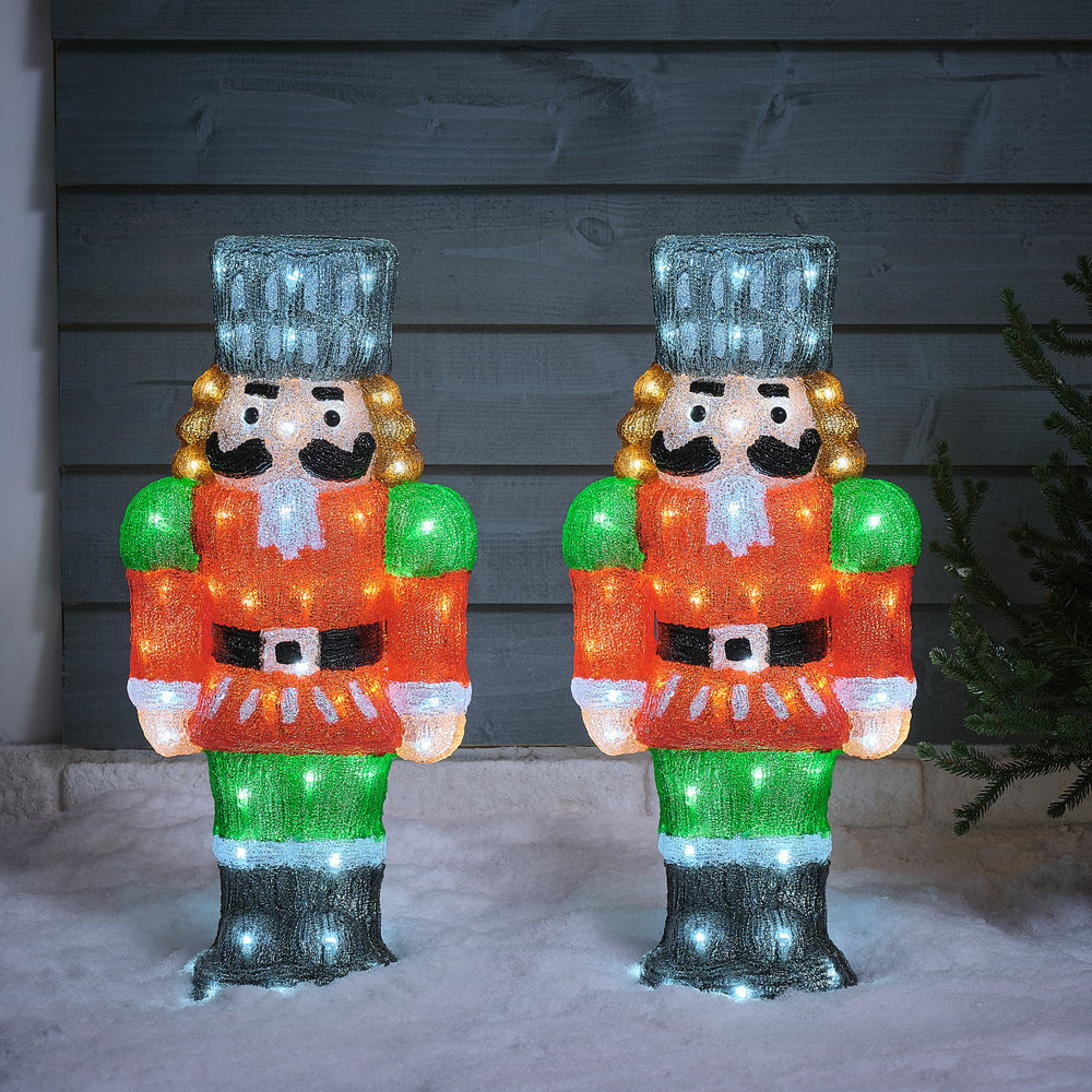 Set of 2 Nutcracker Light Up Acrylic Figures