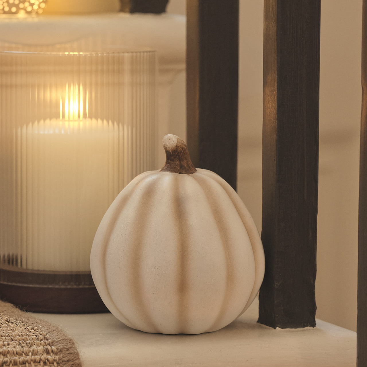 3 White Porcelain Pumpkin Decorations