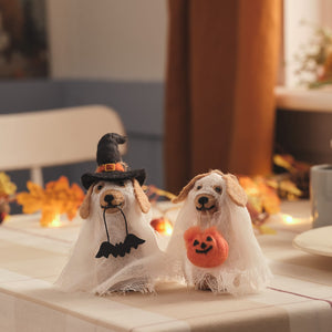 Two felt ghost dogs
