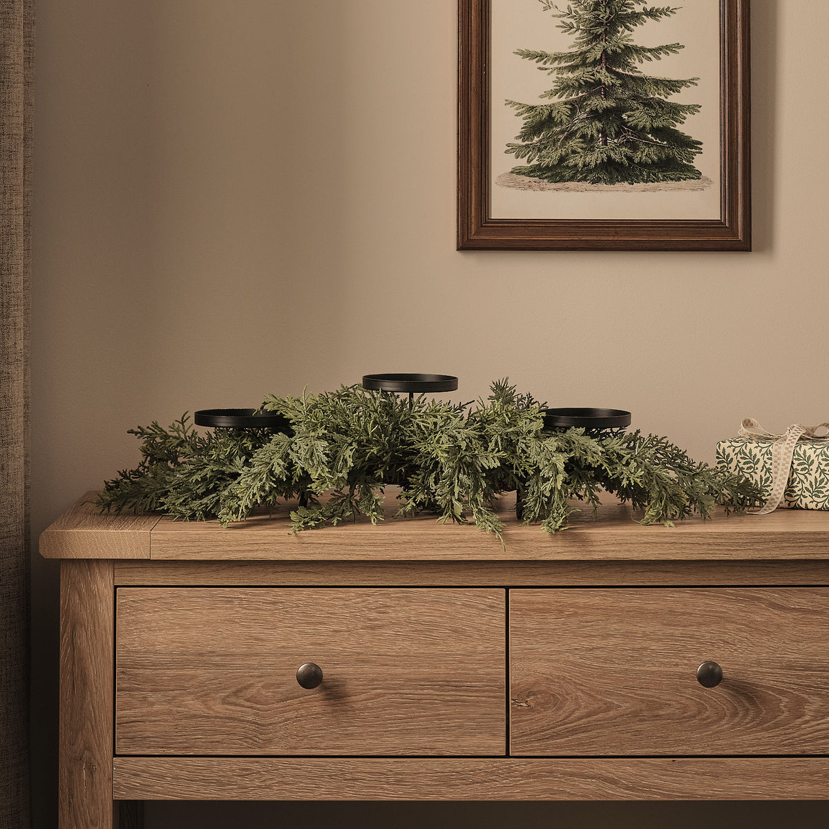 Christmas Conifer Trio Pillar Candle Holder