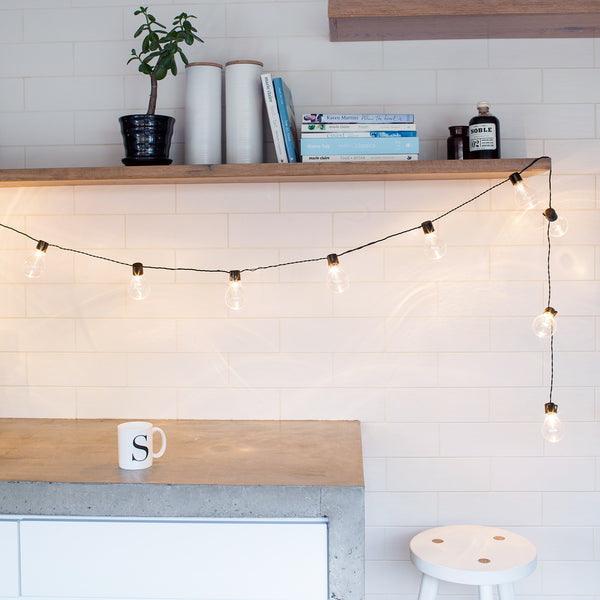 14.25m 60 Warm White Plug In Festoon Lights with Black Cable