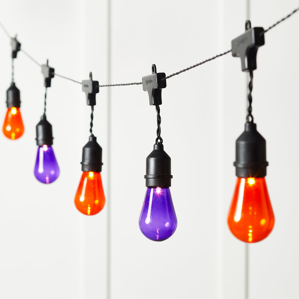 15 Drop Bulb Orange & Purple Festoon Lights