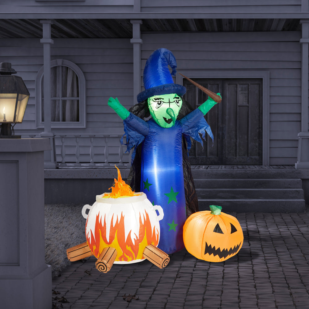 1.5m Witch, Cauldron & Pumpkin Halloween Inflatable