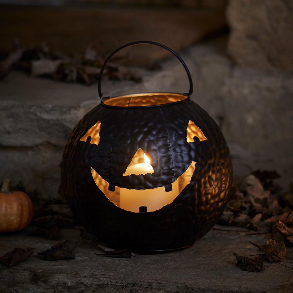 Black Lantern Pumpkin Decoration with TruGlow® Candle