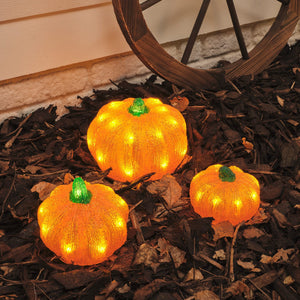 3 Pumpkin LED Outdoor Halloween 3D Acrylic Figures