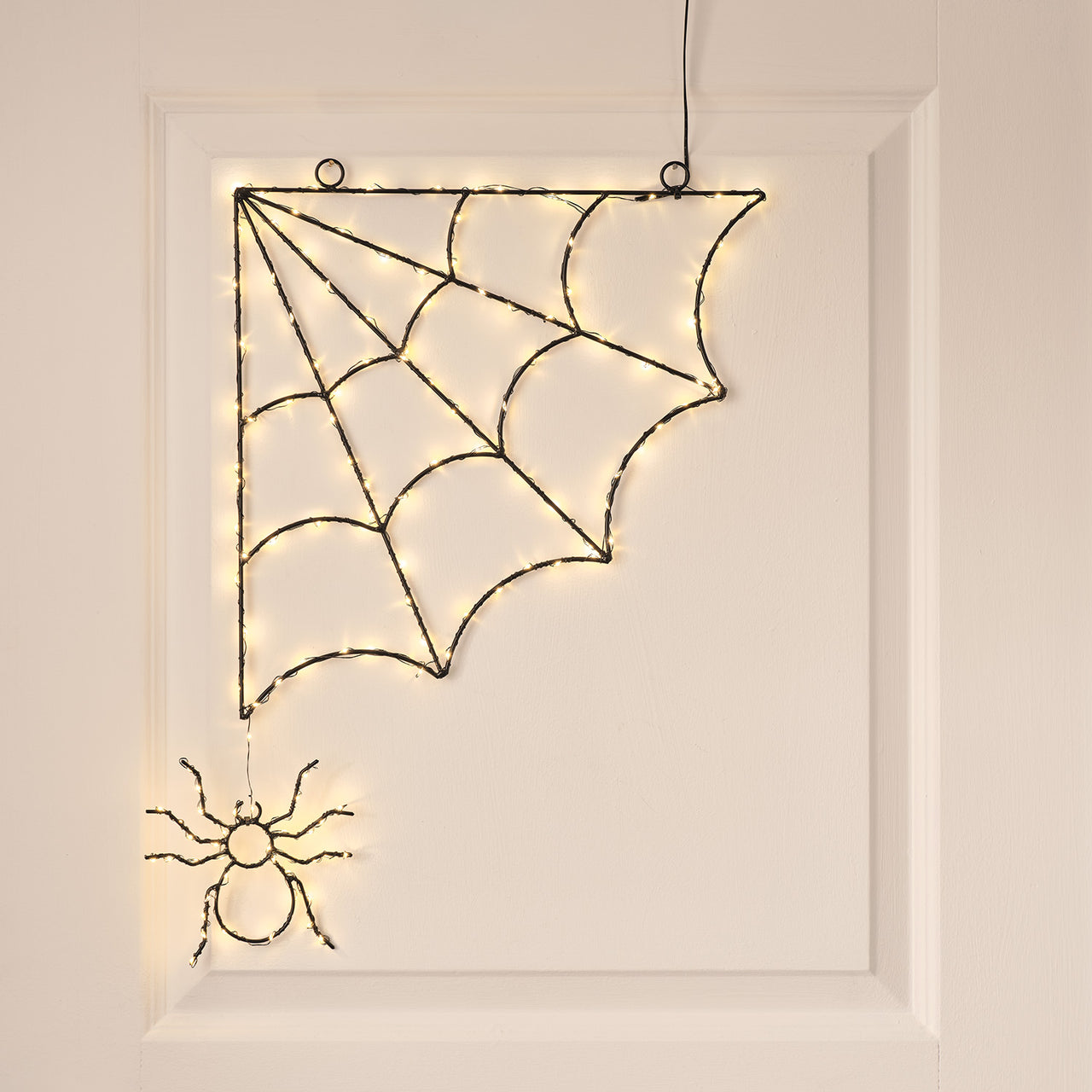 Black Spider Web LED Outdoor Halloween Window Light